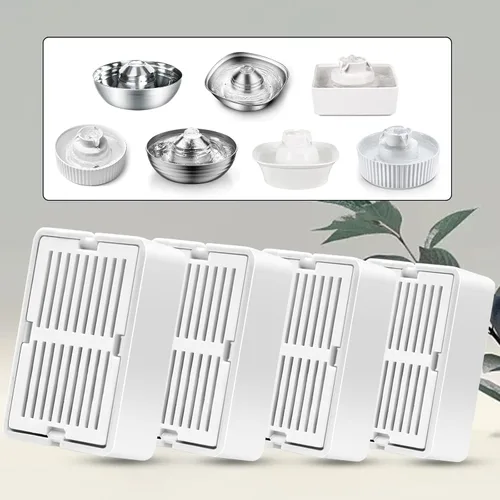 Vista 2 de Petilog Filtros de fuente de agua para gatos, 8 filtros de carbono y 2 filtros de espuma con soportes, filtros de fuente de agua para mascotas