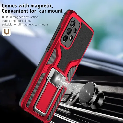 Vista 4 de Funda de teléfono magnética sólida y duradera compatible con Samsung Galaxy A52 (5G) de grado militar, a prueba de golpes, doble protección