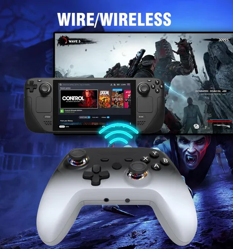 Vista 3 de CBYLWK Steam Controller,PC Controller Wireless for Windows PCSteam DeckPS3Android TV BOX, Dual Vibrate Plug and Play Gamepad Joystick with 4