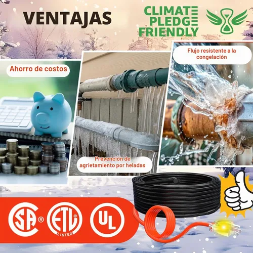 Vista 9 de Tubo, cable térmico con termostato Heat It HISD, 6 pies, negro