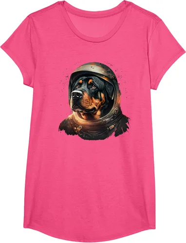 Vista 58 de Divertida camiseta Rottweiler con diseño de astronauta rottweiler en galaxia espacial, Negro