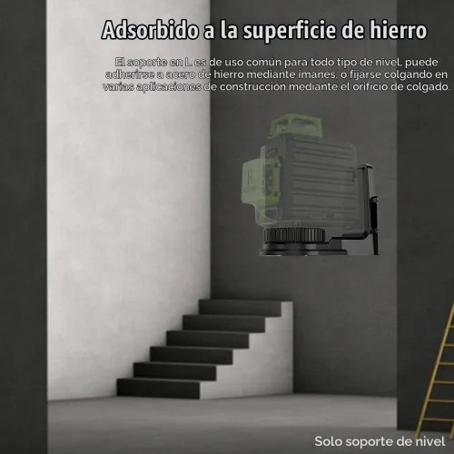 Vista 5 de Adaptador de nivel láser en forma de L, base giratoria magnética multifuncional, ajustable de 360 grados, soporte con rosca de 1/4 y 5/8 pulgadas