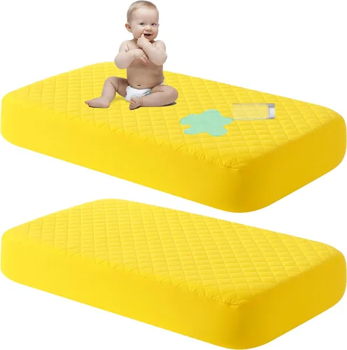 Vista 11 de NTBAY 2 Pack Protector de colchón de cuna impermeable, sábana ajustable acolchada de 28"x52" para bebé - Lavable a máquina - Suave y transpirable