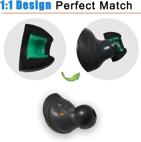 Vista 3 de Puntas de espuma viscoelástica para Galaxy Buds FE/Galaxy Buds+ / Galaxy Buds 2 – Puntas de repuesto, aislamiento de ruido, ajuste cómodo, 3 pares