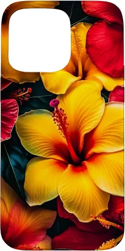 Vista 31 de Hawaiian Tropical Yellow Red Hibiscus Plumeria Case for iPhone 17
