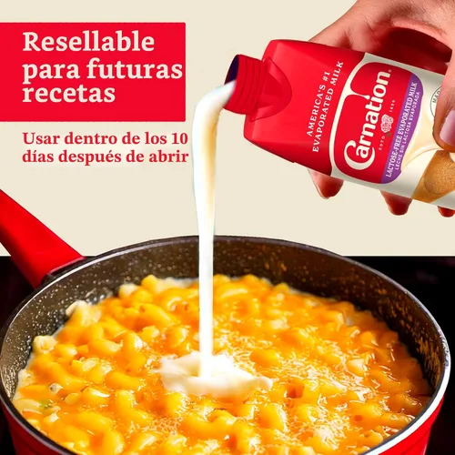 Vista 4 de Nestlé Carnation Leche Evaporada Sin Lactosa, con Vitamina D Agregada, Leche en Ladrillo, Leche Evaporada, Pack de 8