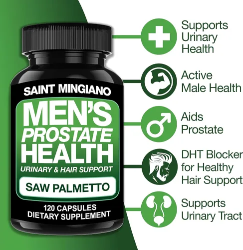 Vista 3 de Suplemento para la salud de la próstata para hombres – 120 cápsulas de apoyo avanzado de próstata para hombres con palma enana americana, apoyo a