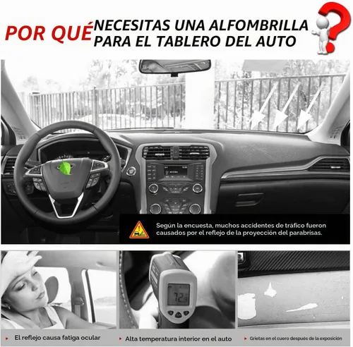 Vista 2 de CARTIST - Alfombrilla para salpicadero para Ford Fusion 2013-2018 2019 2020 Accesorios Cubierta de salpicadero Alfombrilla de franela Protector