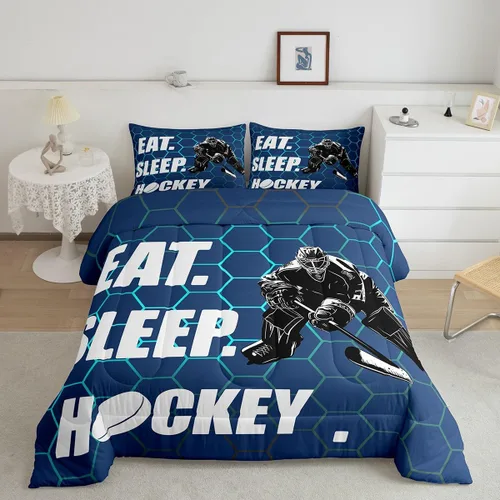 Vista 12 de Juego de edredón de panal negro y rojo para adolescentes, jóvenes y adultos, juego de ropa de cama de fútbol y fútbol, juegos de edredón hexagonales