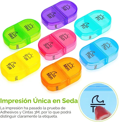 Vista 5 de AUVON - Pastillero 2 veces al día, organizador semanal de píldoras AM PM con 7 estuches diarios para vitaminas, medicamentos, medicinas y suplementos