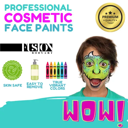 Vista 2 de FUSION BODY ART Paleta de pintura facial de calidad profesional, explosión de arco iris, kit de pintura facial de maquillaje seguro y no tóxico