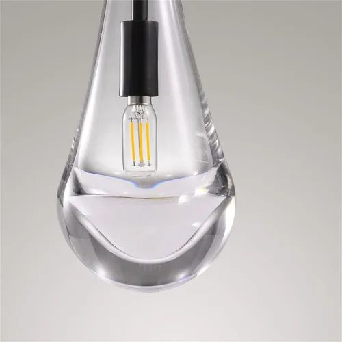 Vista 5 de Luces colgantes de gota de lluvia, modernas luces colgantes negras para isla de cocina, lámpara de comedor con forma de gota de lluvia chandelier