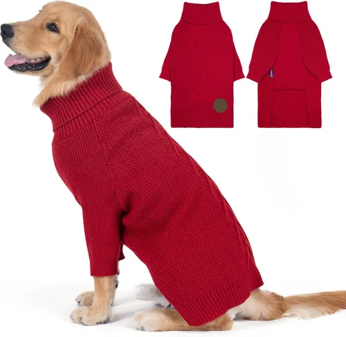 Vista 46 de cyeollo Suéter para perro pequeño, suéteres cálidos de cuello alto para perros pequeños, sudadera tejida para perrito con mangas, suéter de otoño e