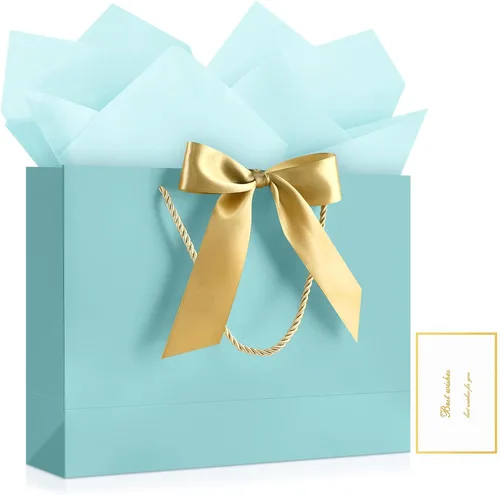 Vista 42 de JMANNI 12 bolsas de regalo de papel de boda con asa, bolsas medianas de regalo de agradecimiento de 13 pulgadas con lazo de cinta, regalos