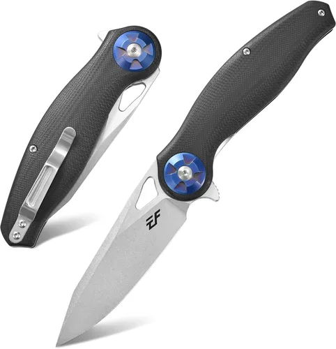 Vista 9 de Eafengrow EF76 Cuchillo plegable para acampar EDC Cuchillo de bolsillo con mango G10 y hoja D2 lavada a la piedra Herramienta de caza al aire libre