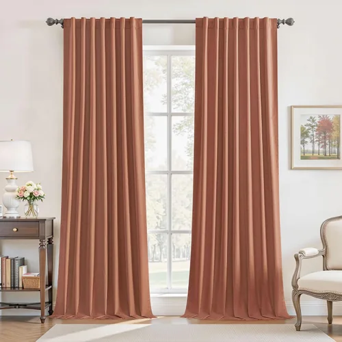 Vista 65 de UHITECH Cortinas opacas de 35 pulgadas de largo para sala de estar, 2 paneles, cortina opaca corta para cocina para ventanas pequeñas, cortinas