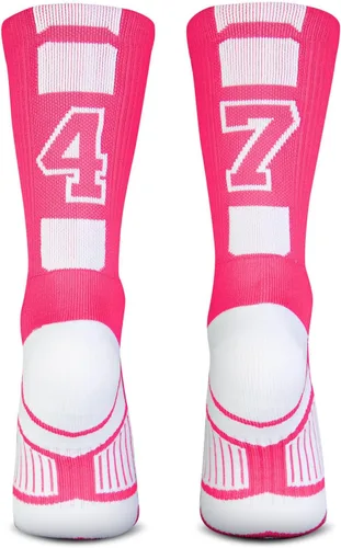 Vista 34 de ChalkTalkSPORTS Calcetines de equipo personalizados - Calcetines con números rosados Elige tu número