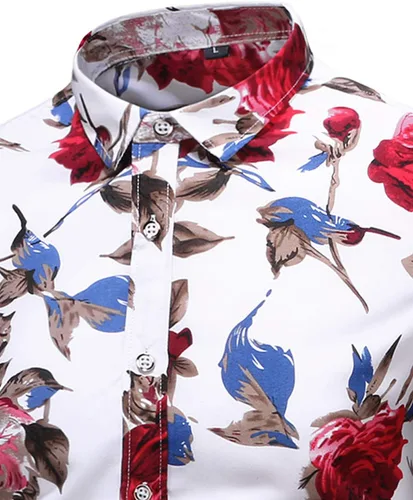 Vista 2 de Camisa de vestir hawaiana con botones y estampado floral para hombre