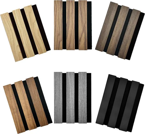 Vista 4 de RITOLLO Paneles de madera para pared de 4.92 x 7.68 pulgadas, paneles acústicos para decoración de pared interior, panel de absorción de sonido