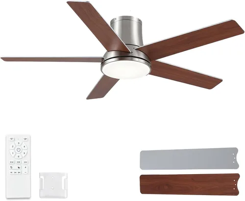 Vista 11 de Ventiladores de techo de 42 pulgadas con luces y control remoto, ventilador de techo negro de montaje empotrado para dormitorio, sala de estar