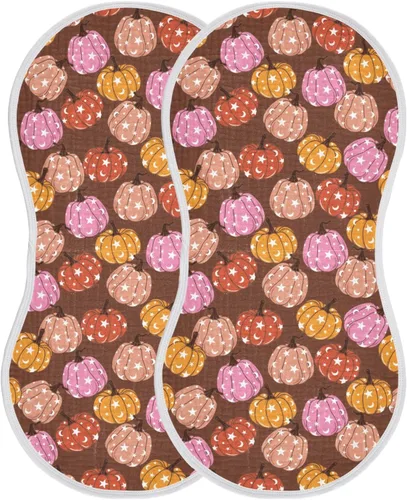 Vista 7 de Muslin Baby Burp Cloths, Retro Pumpkin 70s Hippie Muslin Washcloths Baby Bibs Rags Comfy Soft Absorbent in for Newborn Boys and Girls 4 Piece 22 x
