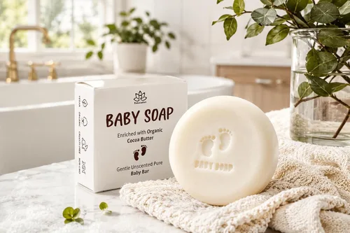 Vista 3 de Relaxcation Barra de jabón puro sin perfume para bebés, 4 ingredientes simples, aceite de coco orgánico, aceite de oliva y ricino, y manteca