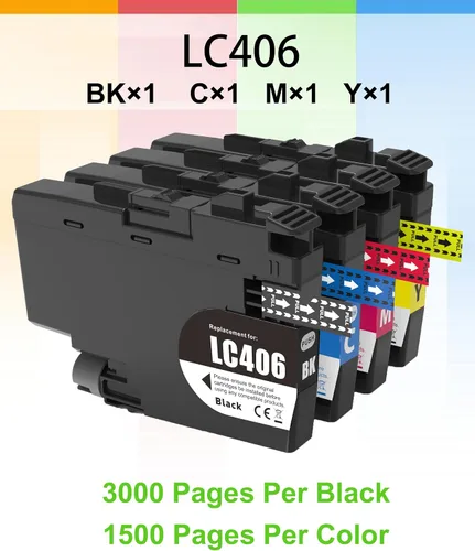 Vista 3 de Green Toner Supply™ (BCYM, 4 unidades) LC 406 Compatible LC406 Cartucho de tinta LC 406XL Reemplazo para Brother MFC-J4335DW MFC J4345DW J4535DW