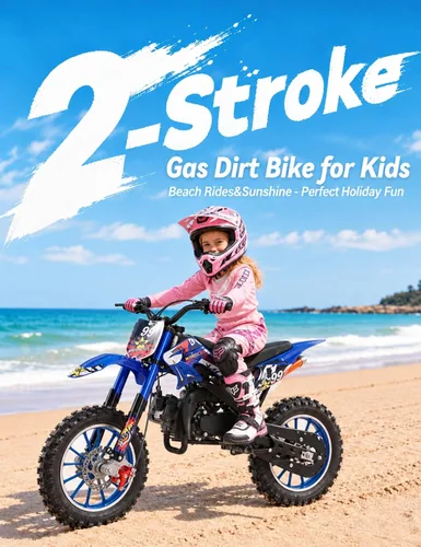 Vista 3 de 50cc 2-Stroke Dirt Bike for Kids 6-14 - 30MPH Gas Powered Mini Motorcycle Blue