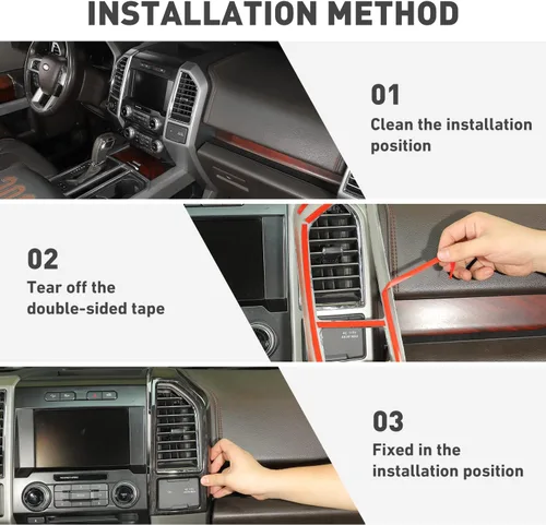 Vista 5 de Cubierta de panel de tablero de consola central compatible con Ford F150 2015-2020 compatible con Ford F150 2015-2020 accesorios de decoración Madera