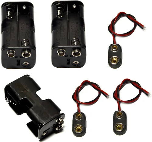 Vista 5 de 3 piezas 2 x 1.5 V (3 V) AA soporte de batería con 3 piezas 9V I tipo Snap conector carcasa de plástico dos capas caja de batería