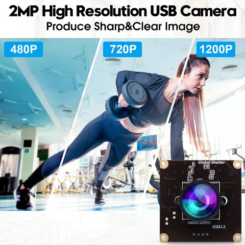 Vista 4 de ELP Global Shutter - Módulo de cámara USB de alta velocidad con lente gran angular para computadora 1080P Mini UVC USB2.0 Cámara web de marco alto