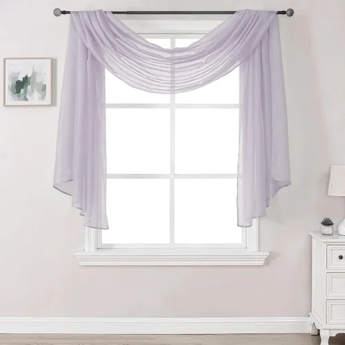 Vista 8 de Bufanda transparente para ventana de 144 pulgadas de largo, color azul bebé, perfecta como bufandas de cenefa, así como toldo de cama o decoración