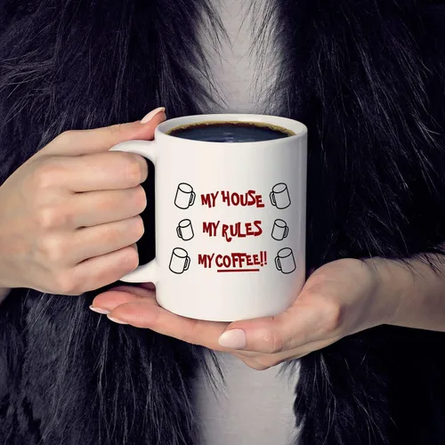 Vista 6 de My House My Rules My Coffee - Knives Out - Taza de café de cerámica de alta calidad para el verdadero conocedor del café, taza de café divertida
