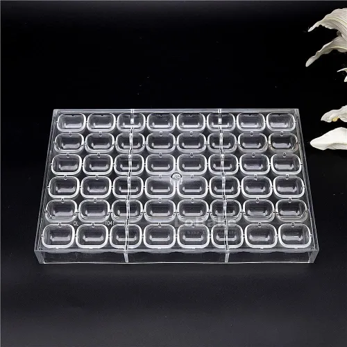 Vista 4 de 48 cavidades rectángulo cubo píldoras forma de policarbonato duro plástico chocolate molde caramelo hielo moldes Sugarcraft moldes DIY hornear