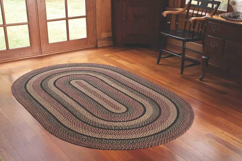 Vista 2 de La colección BlackBerry Premium Trenzada Primitivo, rústico, campestre, estilo granja Yute/algodón 30 días sin riesgo Alfombra