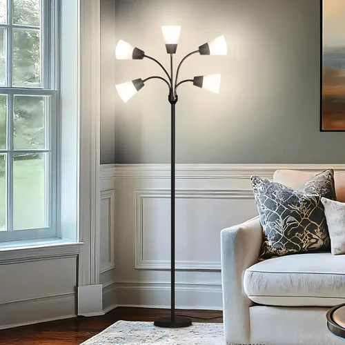 Vista 2 de Brightech Medusa - Lámpara de pie LED moderna – Lámpara de pie de múltiples cabezales para salas de estar y oficinas – Lámpara alta con pantalla