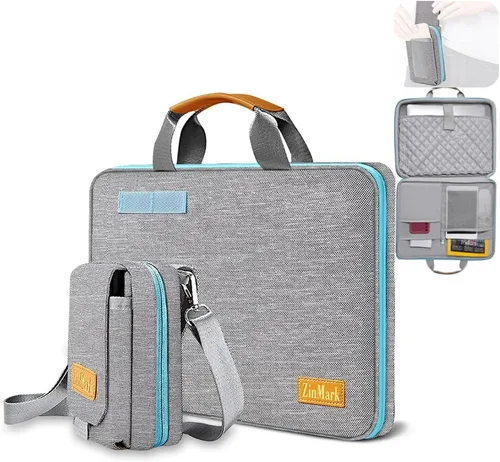 Vista 11 de Maletín para laptop de 15.6 pulgadas con bolsa de cinturón desmontable, compatible con MacBook Pro modelo de 15-16 pulgadas y los portátiles más