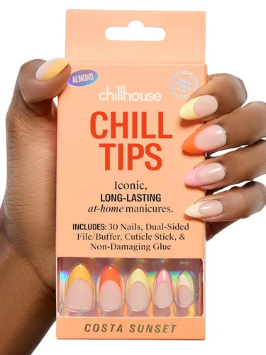 Vista 15 de Chillhouse - Kit de uñas a presión con punta francesa Chill Tips, Bougie Barre (almendra) - 30 formas y tamaños de uñas - 2 semanas de uso - Ajuste