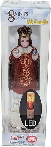 Vista 4 de Santo Niño de Praga, Vela LED sin llama de oración de devoción, The Saints Collection