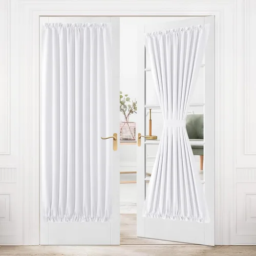 Vista 142 de DWCN Cortinas para Puertas Francesas – Cortinas opacas térmicas con bolsillo para barra para puertas con ventana de cristal, puertas de cocina