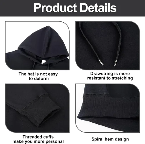 Vista 6 de Zrycn Mens Hoodie Sweatshirt for Men, Plush Pullover Hooded Sweatshirts for Men, Soft Cotton-Blend Plain Casual Hoodies