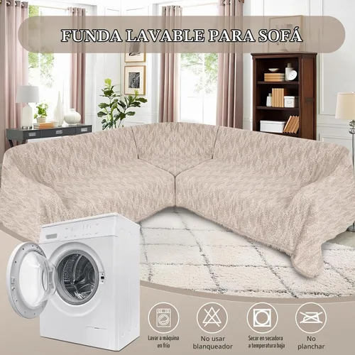 Vista 8 de Fundas de sofá seccional 10% impermeables para perros, funda de Caqui claro