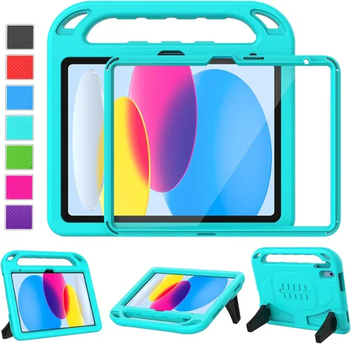 Vista 12 de LTROP Funda para niños para el nuevo iPad (A16) de 11ª generación (11 pulgadas, 2025)/10ª generación (10.9 pulgadas, 2022) con protector de A-azul
