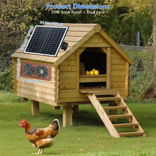 Vista 4 de Kit de ventilador solar de 20 W para gallineros, invernaderos