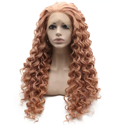 Vista 6 de Mxangel - Peluca de cabello sintético largo y rizado con encaje frontal, color morado, resistente al calor, para fiesta de cosplay