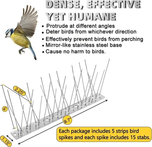 Vista 3 de REMIAWY - Púas para palomas y pájaros pequeños, púas disuasorias para exteriores para mantener alejadas a las ardillas y gatos, alambre de acero