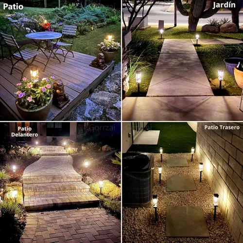 Vista 3 de Luces solares para caminos al aire libre, impermeables, luces solares para exteriores con bombilla LED de filamento de tungsteno, iluminación
