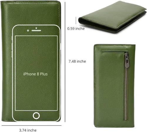 Vista 5 de Bveyzi Billeteras de cuero ultrafino con bloqueo RFID para tarjetas de crédito, billetera plegable para mujer