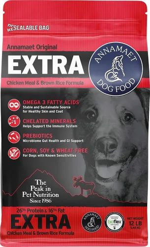 Vista 9 de Annamaet Original Extra Formula - Alimento seco para perros, 26% proteína (pollo y arroz integral), bolsa de 5 libras