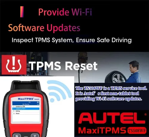 Vista 2 de Autel MaxiTPMS TS508WF Herramienta de programación TPMS TPMS Relearn/Reset Sensor MX Free Clear TPMS DTCs Activar Programa Sensor MX Sensor Advanced